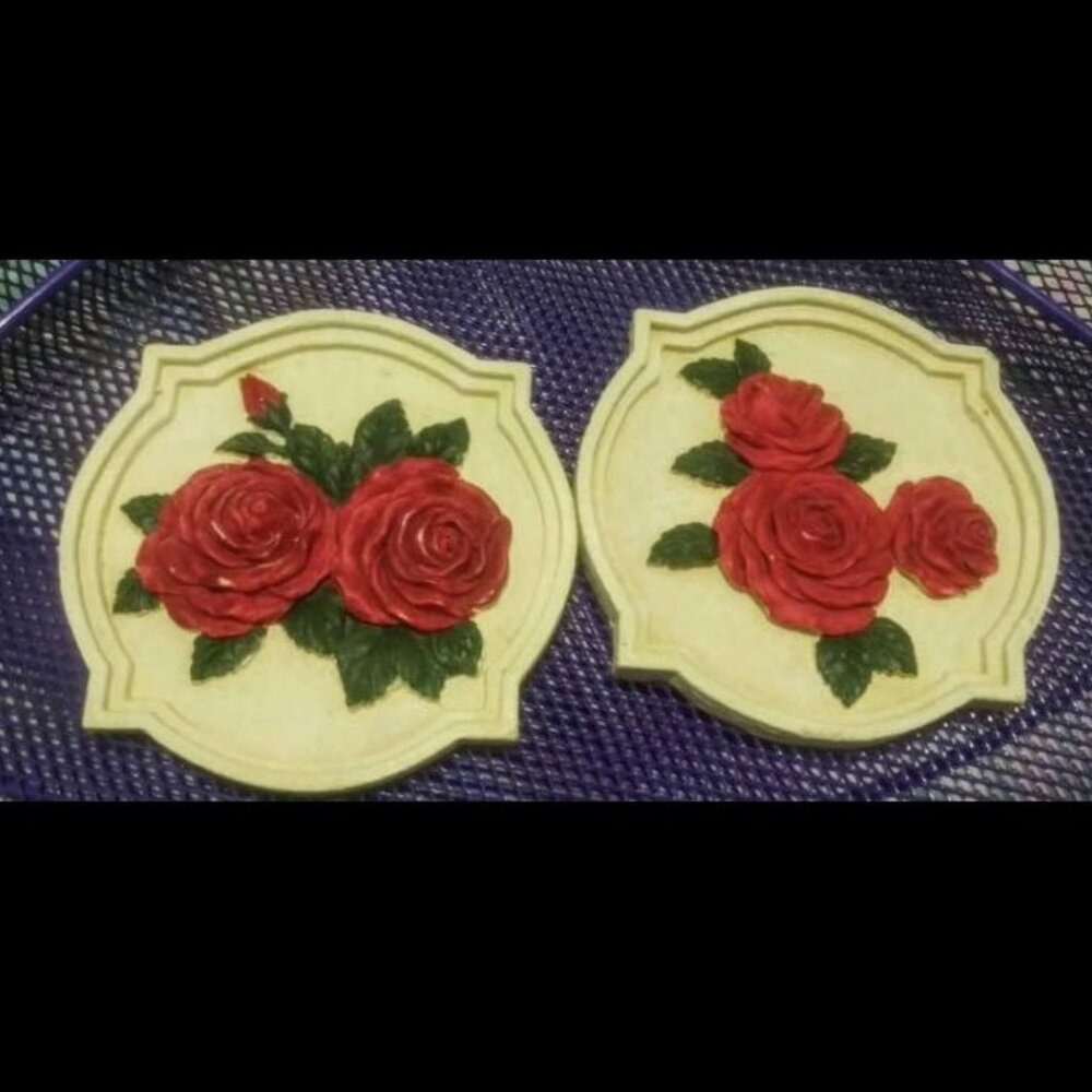 Set of Two Rose wall hangings